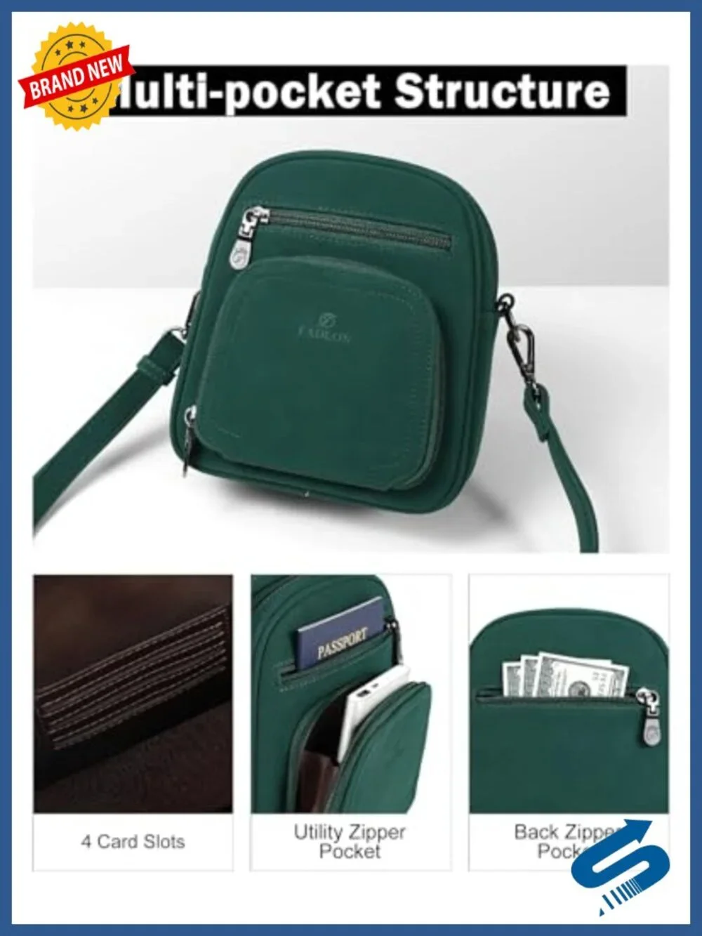 Small Crossbody Bag with Card Slots, PU Leather Mini Purses for Women